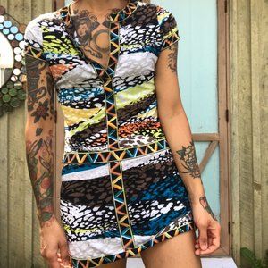 BCBG mini dress abstract pattern XXs